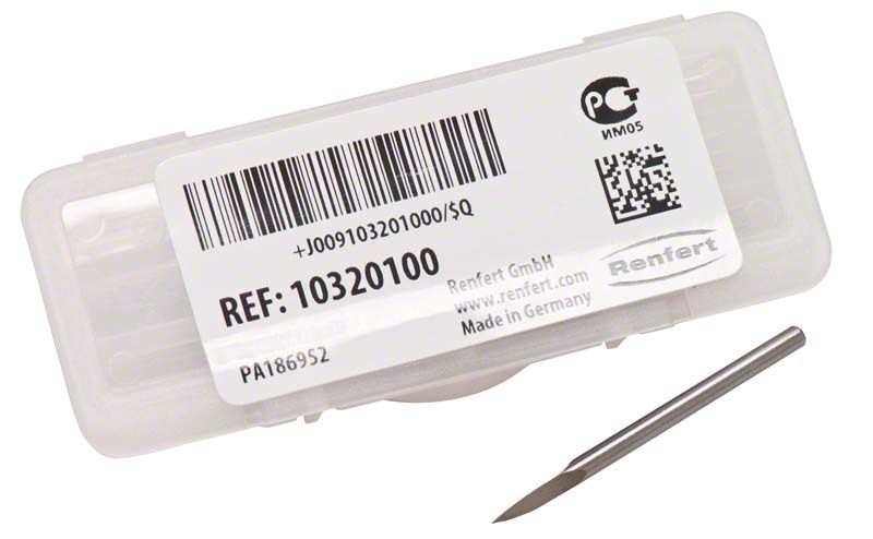Universalinstrument Sichel in transparenter Verpackung mit Etikett und Seriennummer.