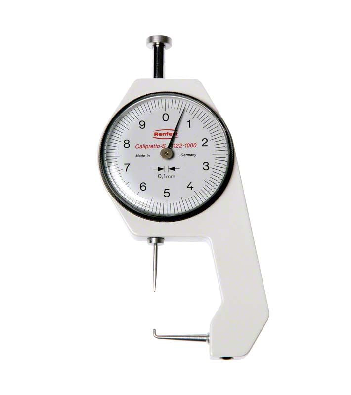 Präzisionsmessinstrument Calipretto S mit Zifferblatt und austauschbaren Spitzen.