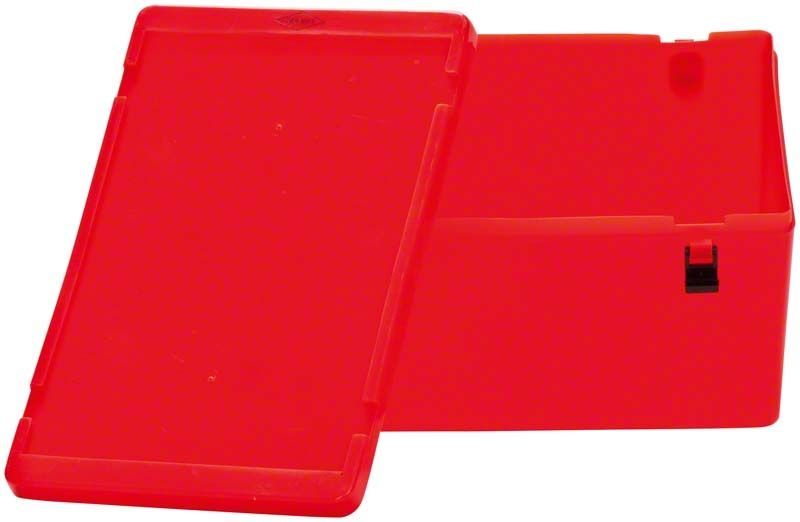 Rote Labor-Transportbox Gr. 3 mit abnehmbarem Deckel.