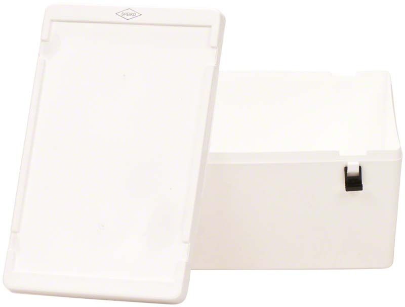 Labor-Container Gr. 3 mit weißem Deckel, geöffnet.