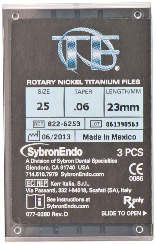SybronEndo TF® Twisted Feilen Sortiment 25/.06, 23mm, 3 Stück.