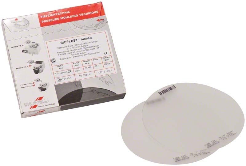 BIOPLAST® bleach 10er Tiefziehfolien mit Verpackung und Produktinformationen.