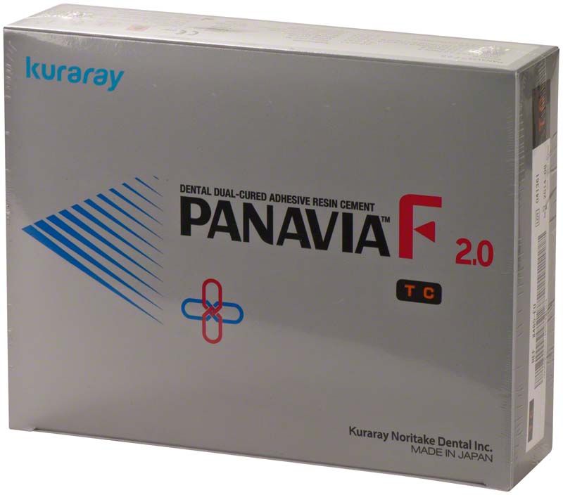 Panavia F 2.0 Befestigungskomposit-Kit in silberner Verpackung mit Logo.