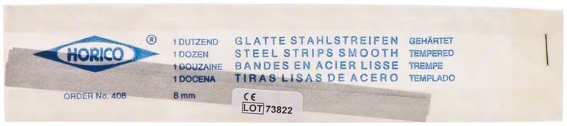 Glatte Stahlstreifen 8 mm breit in Originalverpackung.