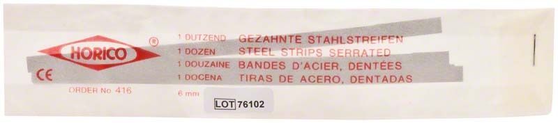 Verpackung der Horico gezahnten Stahlstreifen für zahnmedizinische Anwendungen.