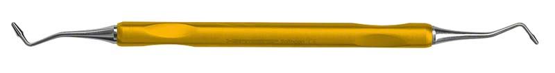 MasterLine Wiro-FILL Komposit-Instrument mit gelbem Griff und zwei Modellierspitzen.