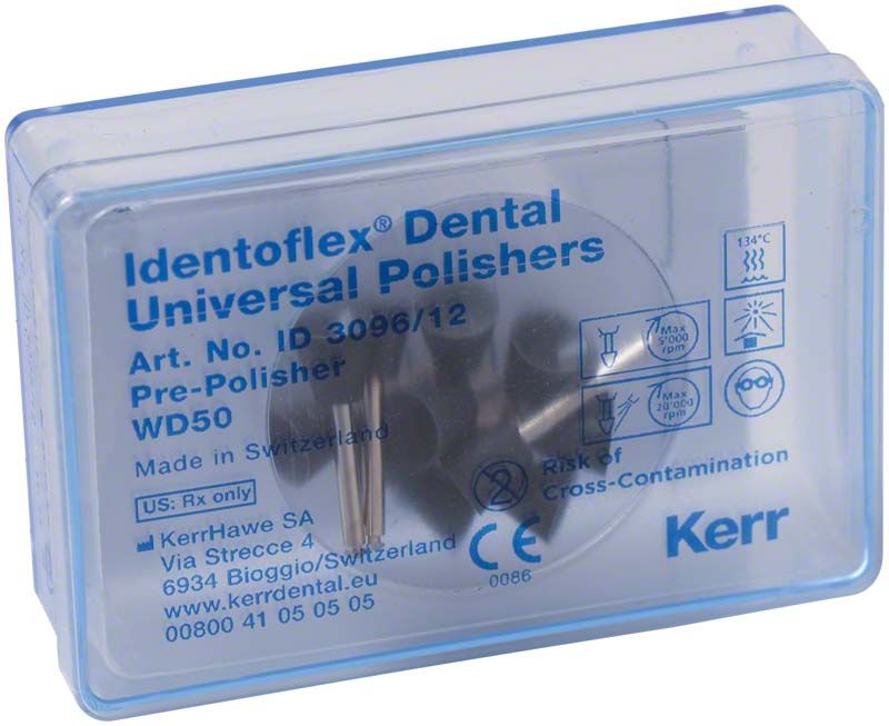 Identoflex™ Universalpolierer Figur 08 in transparenter Verpackung.