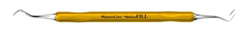 MasterLine Wiro-FILL Komposit-Instrument mit goldfarbenem Griff und doppelseitigen Enden.