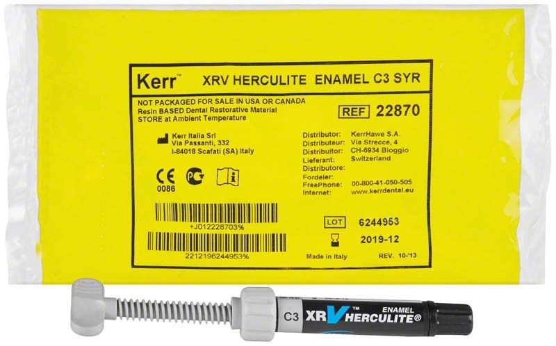 Herculite XRV Enamel Spritze C3 mit gelber Verpackung