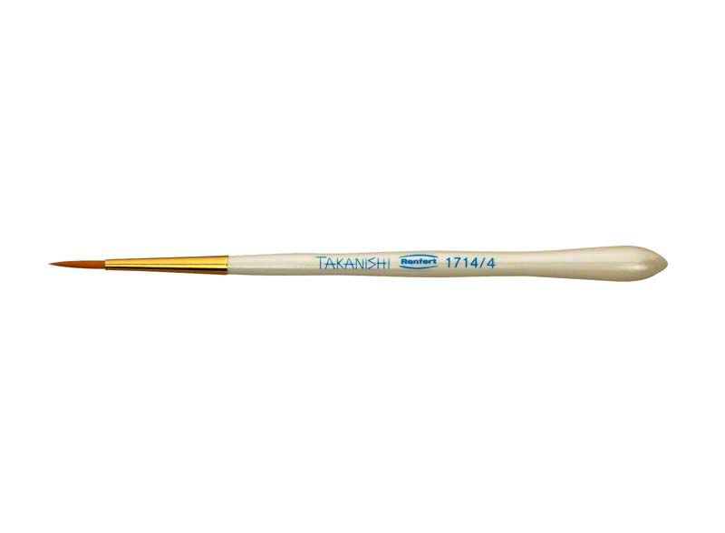 Kunsthaarpinsel Takanishi Gr. 4 mit formstabiler Spitze für Dentaltechnik.