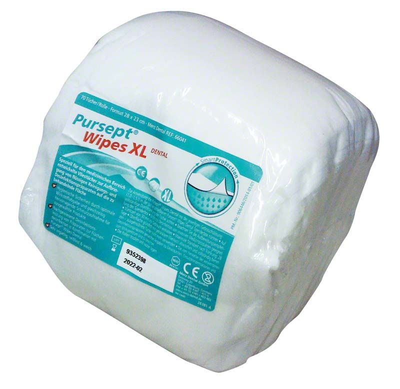 Pursept® Wipes XL Vliestücher mit Etikett und Produktinformationen.