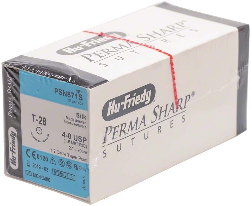 Perma Sharp Nahtmaterial Seide 4/0 T-28 in Originalverpackung.