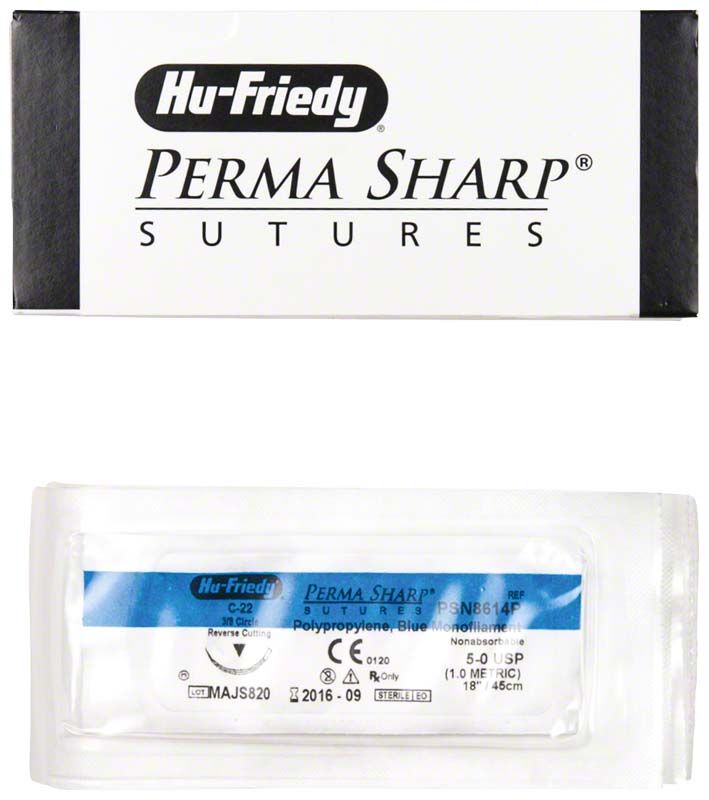 Perma Sharp Nahtmaterial Polypropylene 5/0 C-22 in Originalverpackung.