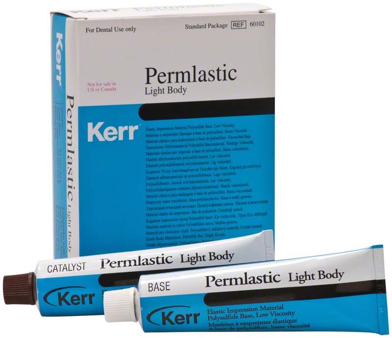 Permlastic Light Body Abformmasse, Tuben und Verpackung von Kerr.