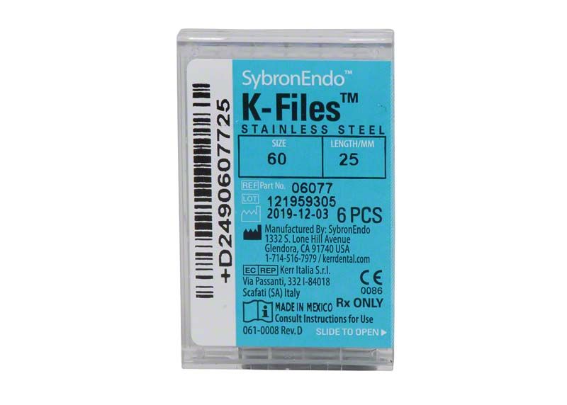 SybronEndo K-Feilen 25mm ISO 060 in Verpackung mit Produktinformationen.