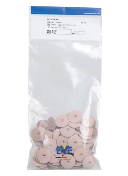 EVE-Ecoceram Polierer in transparenter Verpackung mit Etikettendetails.
