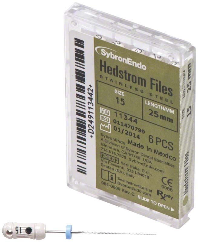 SybronEndo Hedström-Feilen 25mm ISO 015 in steriler Verpackung.