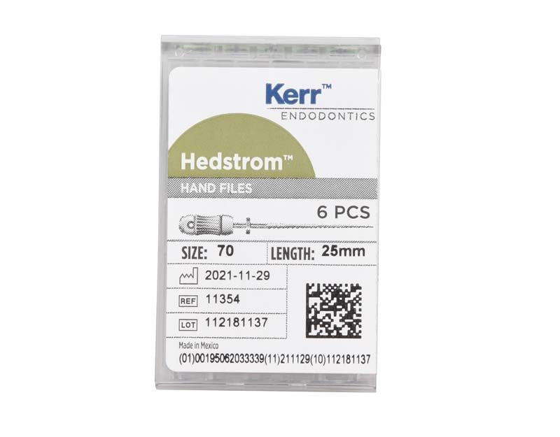 SybronEndo Hedström-Feilen 25mm ISO 070 in Verpackung mit Etikettendetails.