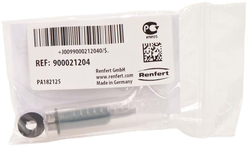 Strahldüse Renfert Basic in transparenter Verpackung mit Etikett und Barcode.