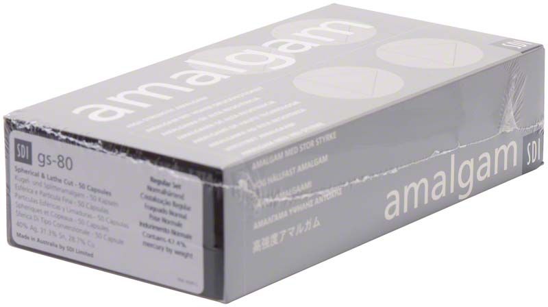 GS-80 Kapseln in grauer Verpackung mit Amalgam-Aufschrift.