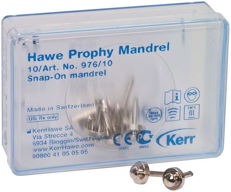 Prophy Mandrels Snap-On in transparenter Verpackung mit 10 Stück.