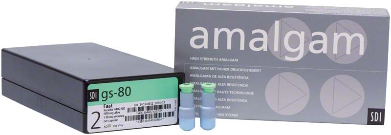 GS-80 Kapseln Gr. 2 Verpackung mit zwei Amalgamkapseln.