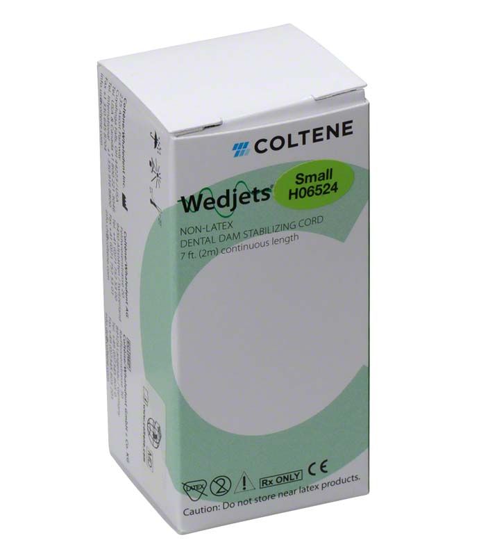 Hygenic Wedjets Befestigungsschnur in grüner Verpackung von Coltene, Non-Latex-Variante.
