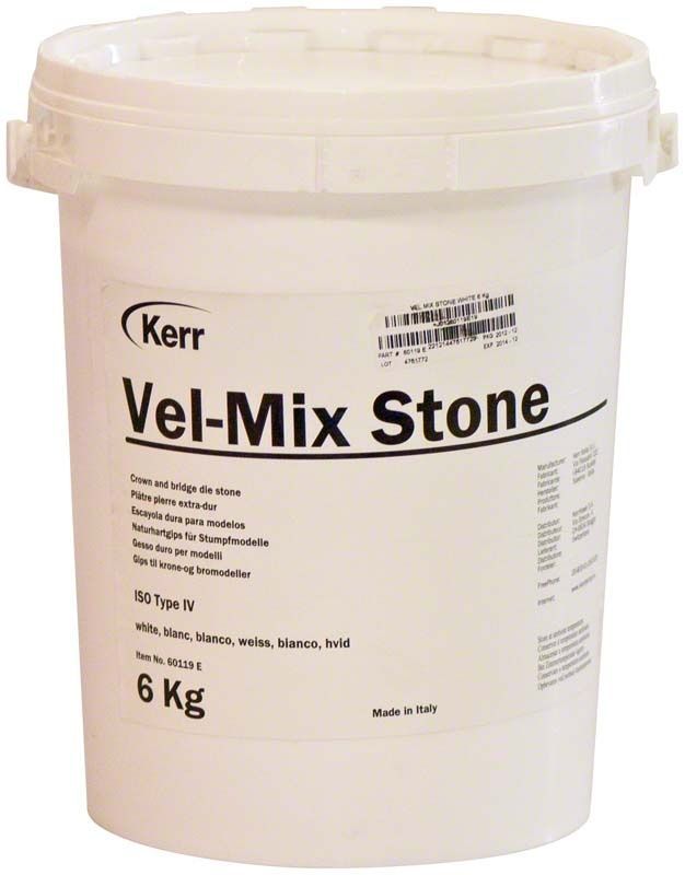 Vel-Mix Stone weiß 6 kg Eimer für dentale Anwendungen.