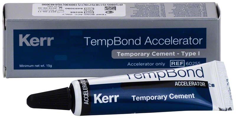 TempBond Accelerator Katalysatorpaste Tube vor Verpackung mit Aufschrift.