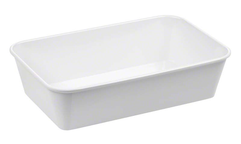 Rechteckiges weißes Kunststoffbecken, geeignet für medizinische Einrichtungen.