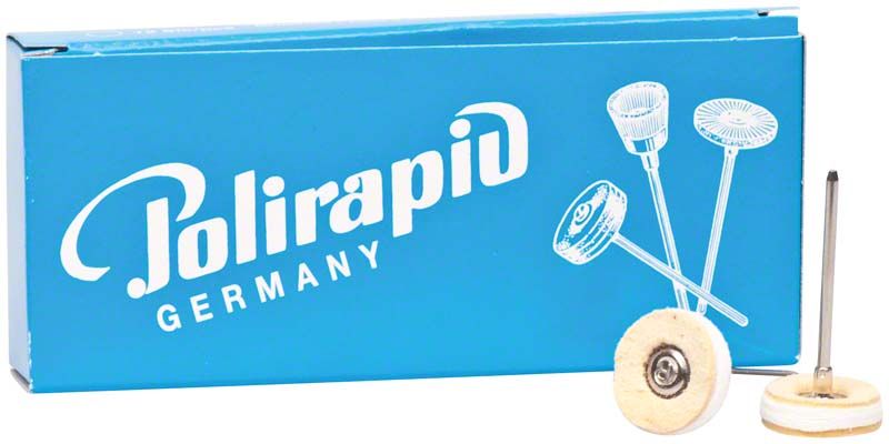 Kombischwabbel 6 St. MB-H Scheiben montiert vor blauer Verpackung von Polirapid.