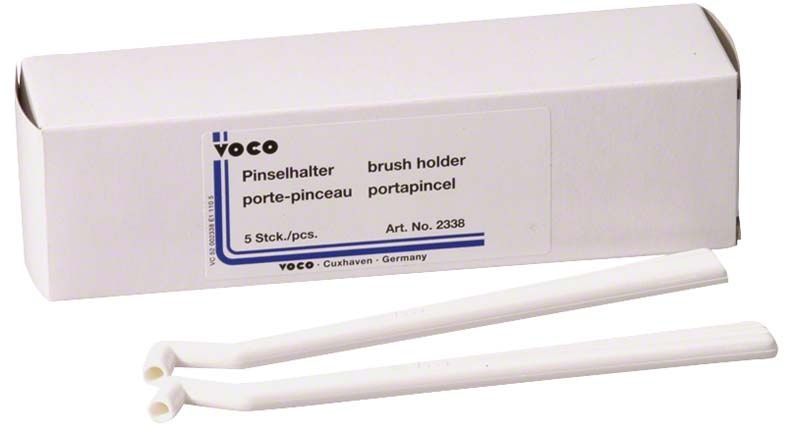 Pinselhalter von Voco in weißer Verpackung mit zwei Haltern.