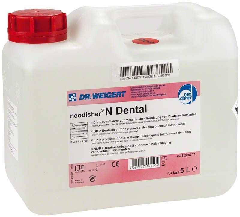 Neodisher N Dental 5 Liter Kanister mit rotem Verschluss und Etikett.