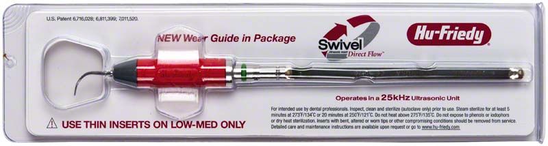 Swivel Direct Flow Einsätze 25kHz für Ultraschallgerät mit rotem Handgriff.