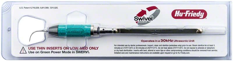 Swivel Direct Flow Einsätze 30kHz in Blisterverpackung mit grünem Griff.