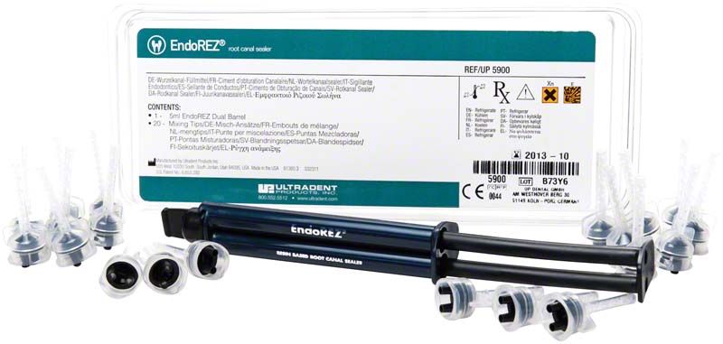 EndoREZ® Kit für Wurzelkanalbehandlung mit Sealer und Zubehörteilen.