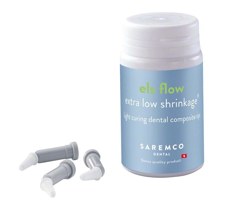 ELS flow Tips A3,5/B4 von Saremco Dental mit Verpackung und drei Spitzen.