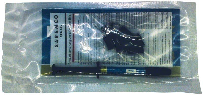 ELS flow Spritze SW snow white in steril verpackter Folie.
