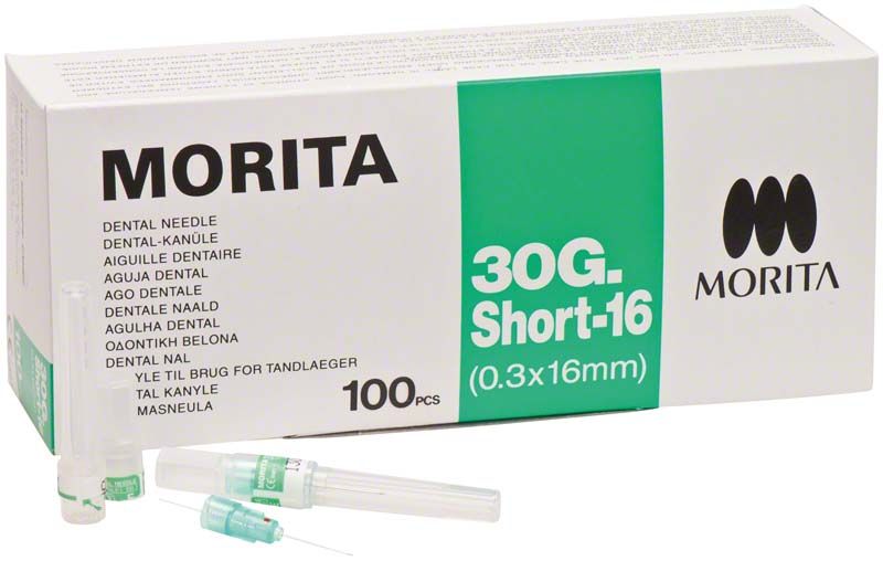 MORITA Dental-Kanülen, 100 Stück, farbkodiert, Verpackung 30G Short-16.