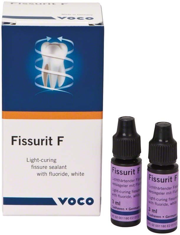 Lichthärtender Fissurenversiegeler Fissurit® F in 3ml-Flaschen.