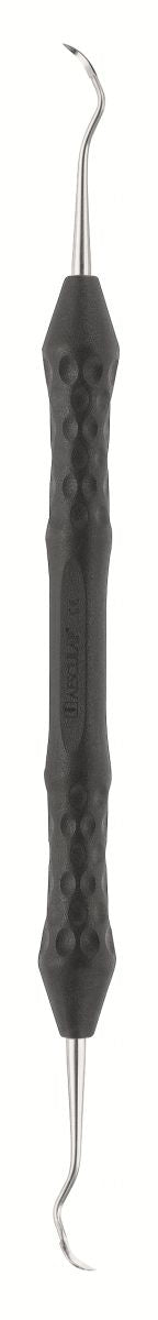 Universalscaler mit schwarzem anatomischem Griff und präzisen Arbeitsenden.