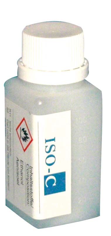 ISO-C Flasche 100ml mit Etikett und Sicherheitswarnung.