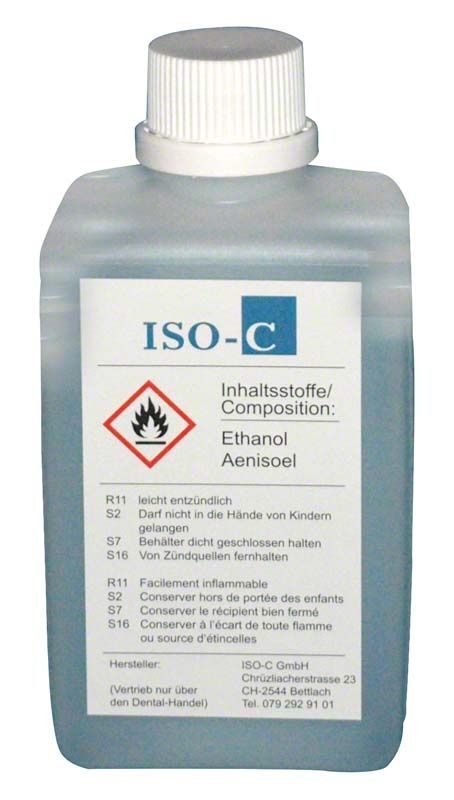 ISO-C Flasche 500ml mit Etikett und Inhaltsstoffen.