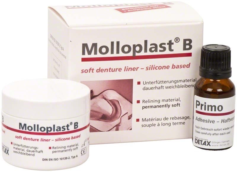 Molloplast® B Kombipackung mit Dose und Fläschchen auf weißem Hintergrund.