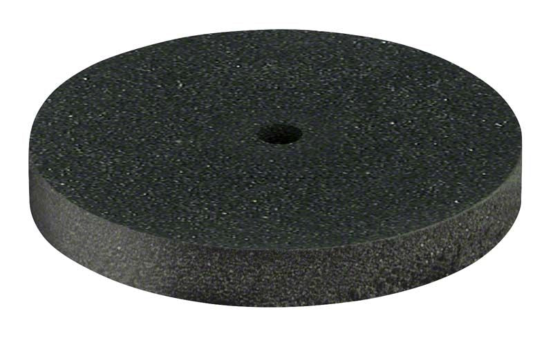 Schwarzer unmontierter Silikonpolierer in runder Scheibenform.