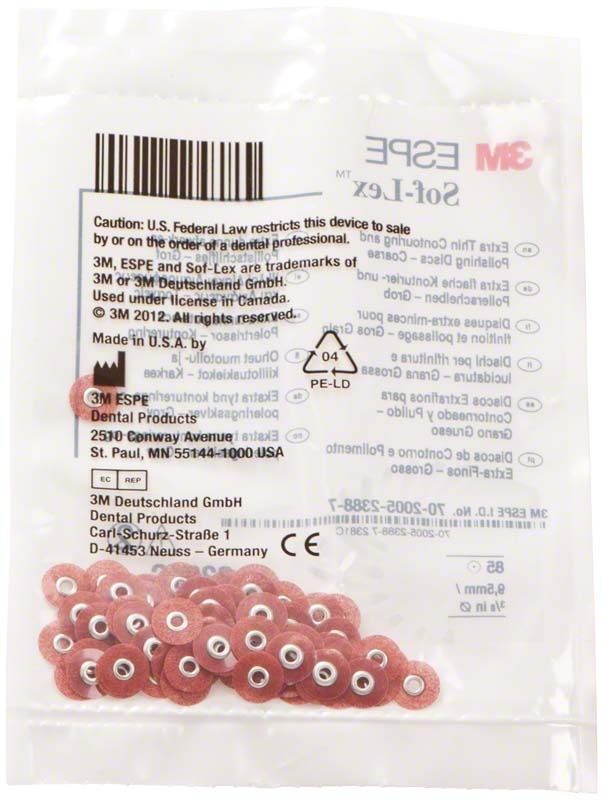 Sof-Lex™ XT Scheiben Ø 9,5mm grob in Verpackung mit Produktinformationen.