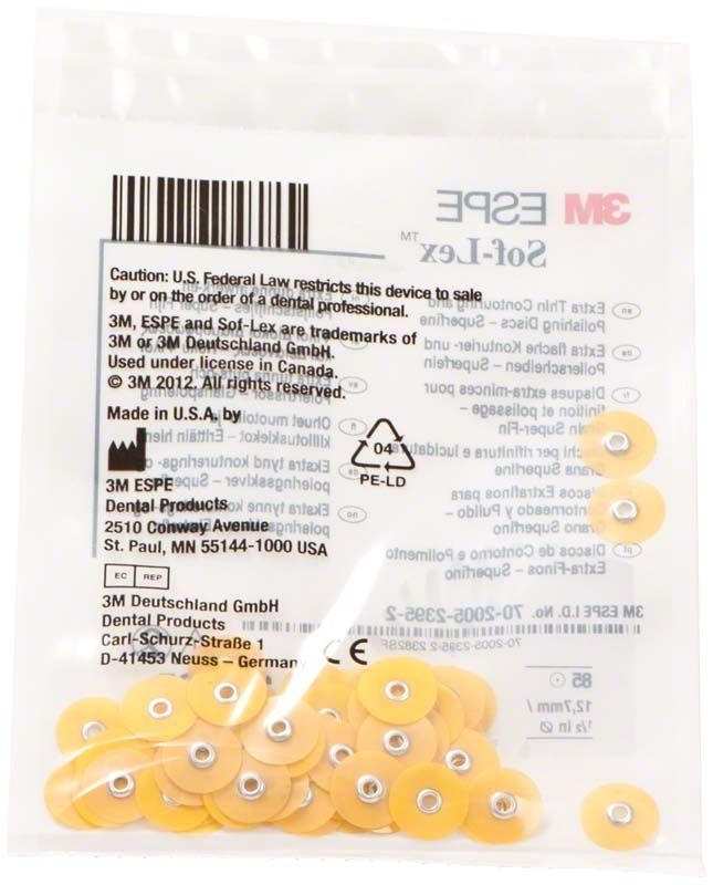 Sof-Lex™ XT Polierscheiben Ø 12,7mm in geöffneter Verpackung.