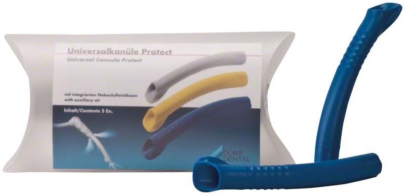 Universalkanülen Protect blau von medic-star mit Nebenlufteinlässen, 5er Packung.