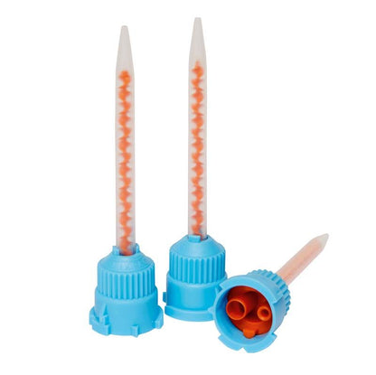 Drei blaue Mischkanülen für Protemp™ 4 A3 Kartusche, Zahnersatzmaterial.