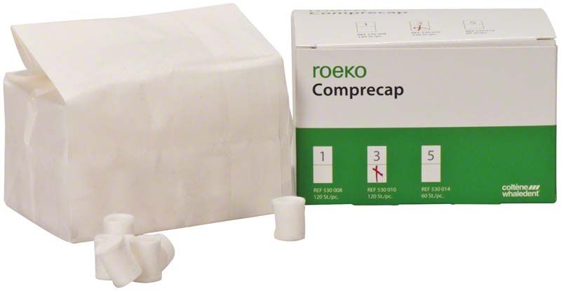 ROEKO Comprecap Kompressionshütchen Verpackung mit sichtbaren Hütchen.